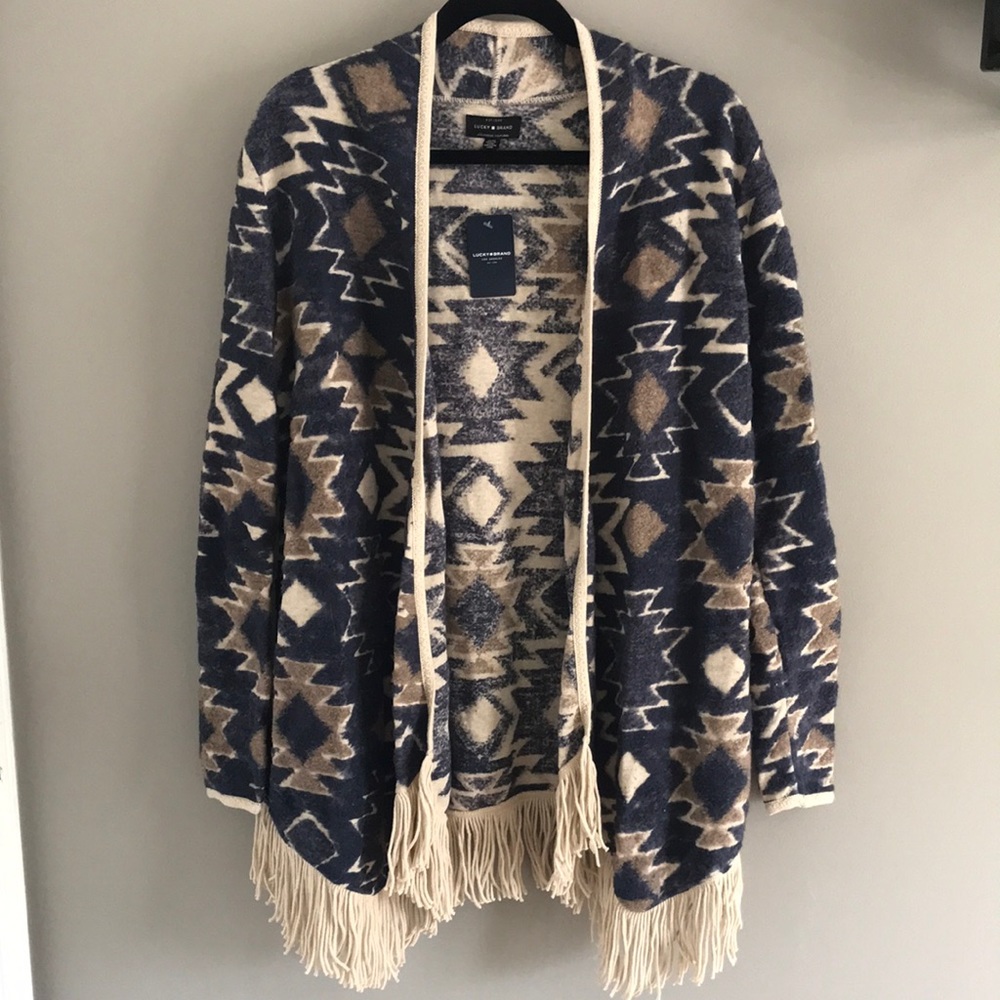 NWT Lucky Brand Fringe Sweater - Picture 1 of 6
